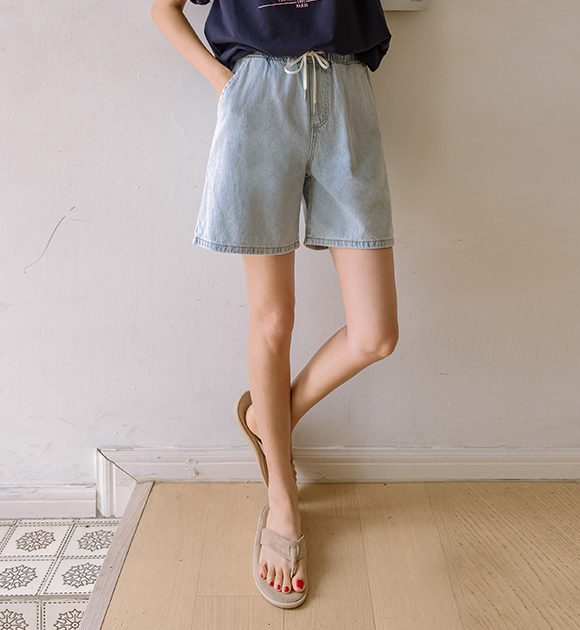 5EJ266HR_Sturdy Jeans 3-Color String Denim Shorts