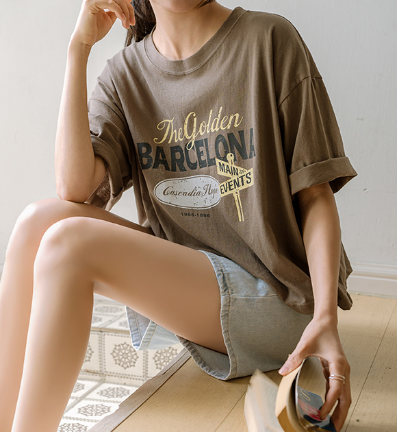 5DA31720HR_Vintage Print Semi-Crop Washing Tee