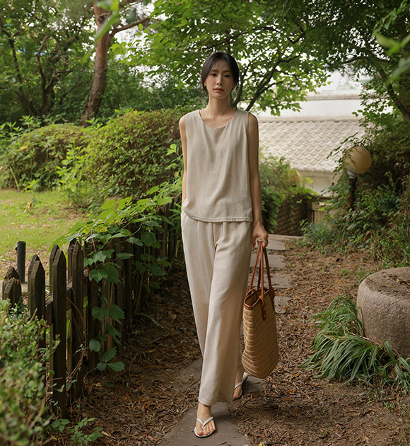 6CS00023JJ_[Outfit Set] Royna Soft Tank Top+Banding Pants