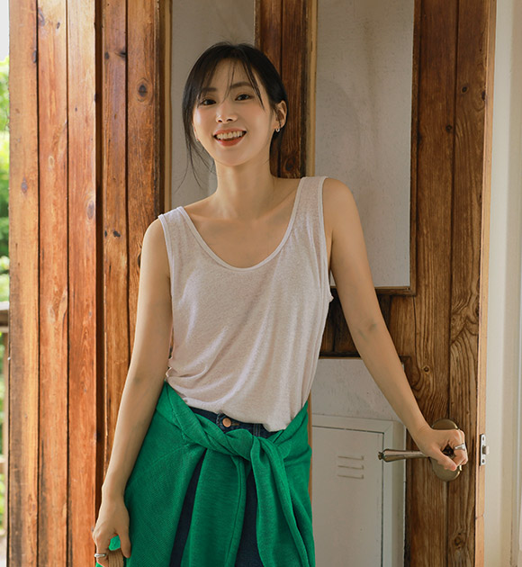 6DA31729NN_Roode Basic Basic Linen Sleeveless Top