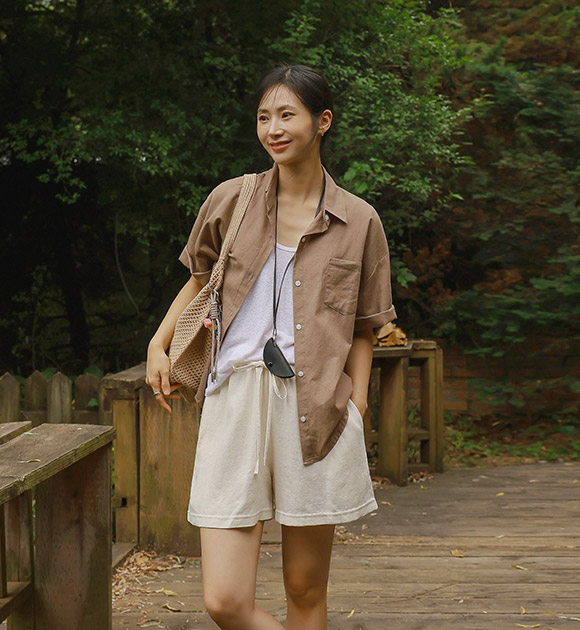 6DA31725HN_Sunday Natural Linen Short-sleeved Shirt
