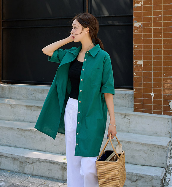 4DA31746JJ_Linen Pocket Half Long Shirt