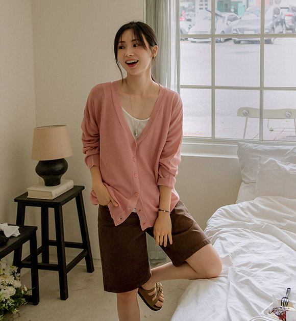 5DA31759JJ_Muen Cool Touch V-Neck Basic Cardigan