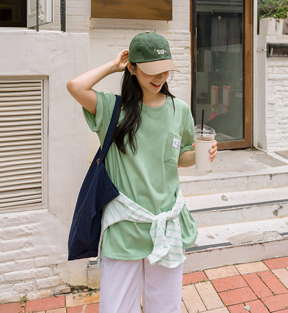 5DA31756HN_Kiano Label Pocket Short-sleeved Long T-shirt