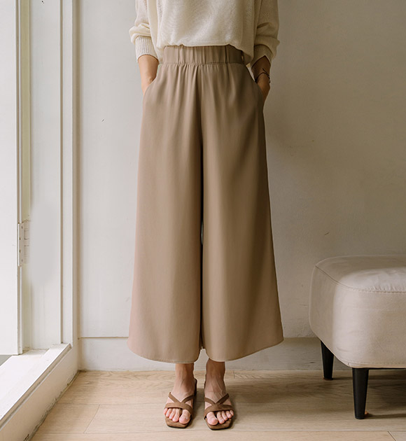 5DA31758HR_Flowy Cooling Banding Culotte Pants