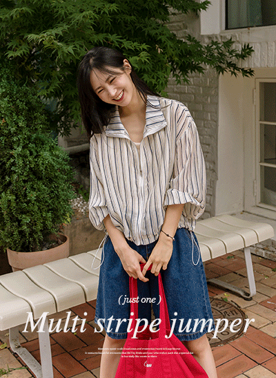 5DA31764HN_Multi-stripe Lightweight Jumper