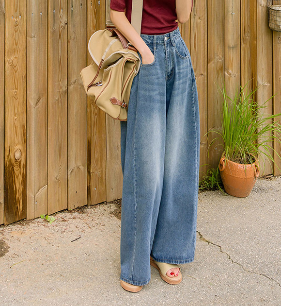 4DA31789NN_Bird Side-Slit Wide Jeans (Short/Long)