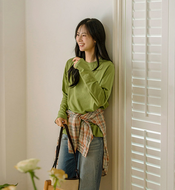 5DA31801HN_Soft Modal Spandex Long-sleeved T-shirt