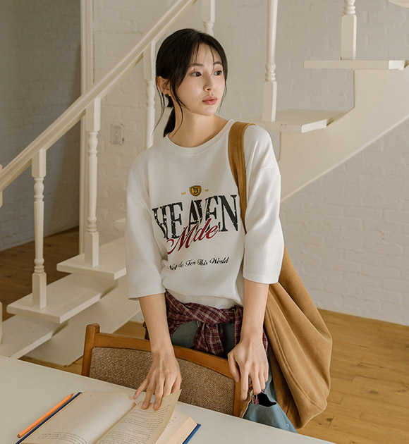 5DA31810HR_Heaven Printing 3/4 Sleeve Sweatshirt