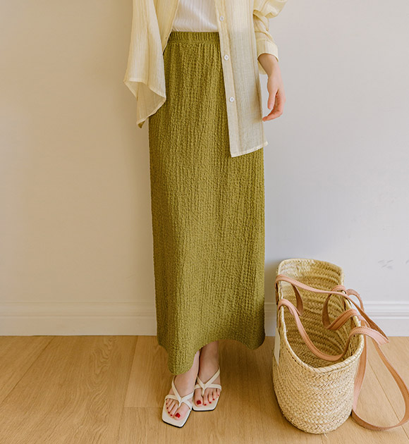 6DA31828HR_Beat Waistband Wrinkled Skirt