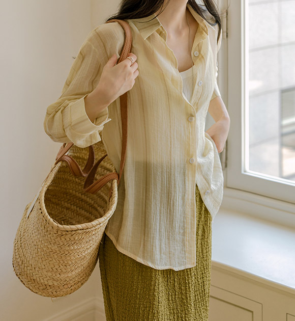 6DA31827HR_Watercolor Vertical Stripe Tencel Shirt