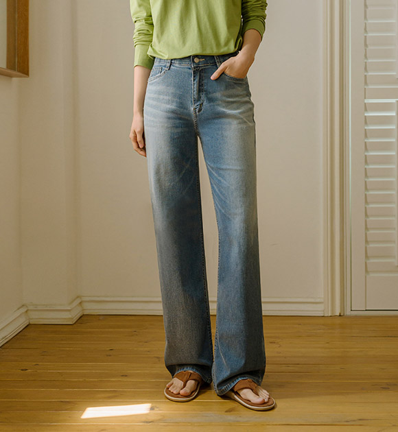 5DA31802HN_Grayish Blue Straight Wide Jeans