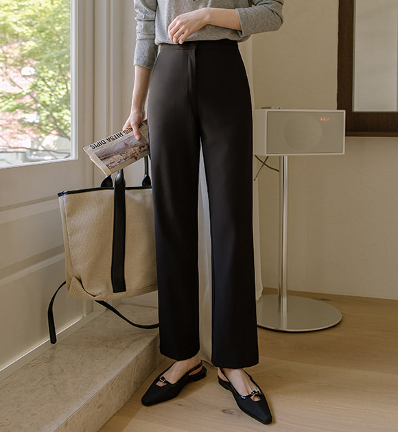 6DA31818HR_Neat Fit High Elasticity Straight Slacks (Short/Basic/Long)