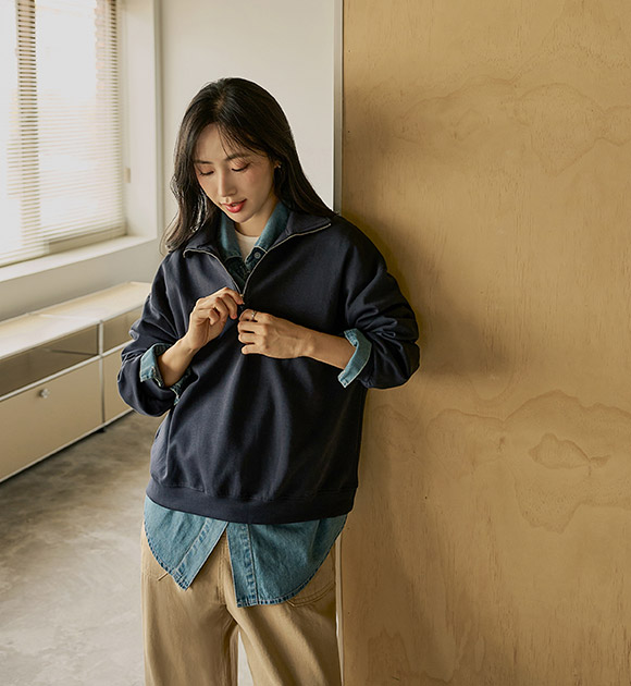 6DA31836NN_Jenna Half Zip-up Double-sided Sweatshirt