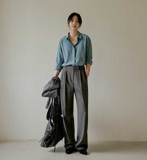 5DA31848NN_Modern Two-pleat Wide Spandex Slacks