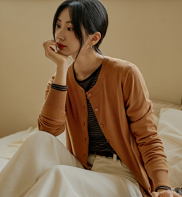 5DA31849HR_Fall Color Viscose Basic Cardigan