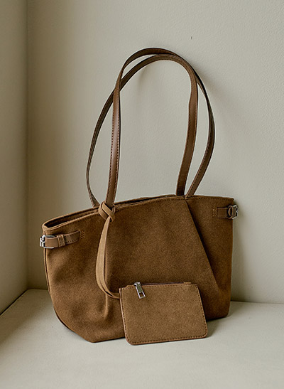 5DD00325HR_Poy Suede Buckle Shoulder Bag (Card Wallet Set)