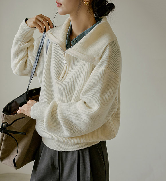 5DA31847NN_Leitz Half Zip Up Cozy Knitwear
