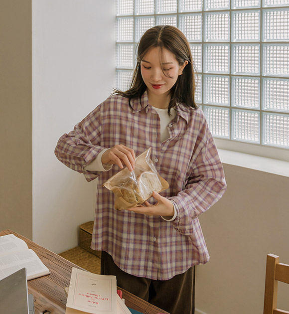 6DA31861JJ_Campus Colorful Tone-on-tone Check Shirt
