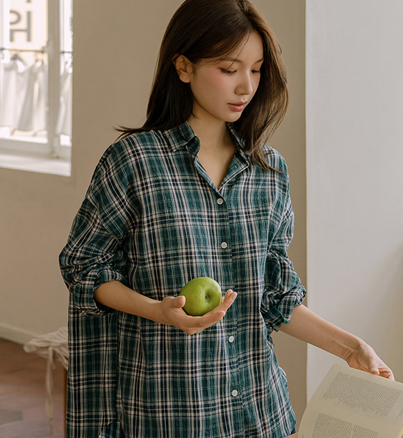6DA31871HR_Motte Mannish Check Shirt