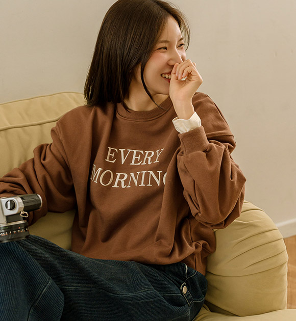 6DA31873HR_Every Morning Embroidered Sweatshirt