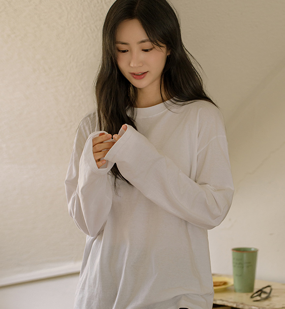 4DA31884HR_Basic Simple Boxy Fit Long-sleeved T-shirt