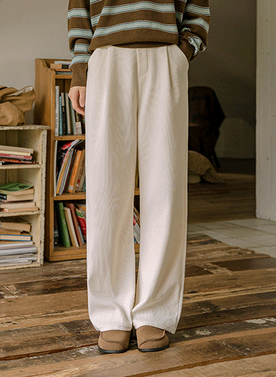 4DA31886HR_Thin Corduroy Banding Wide Pants