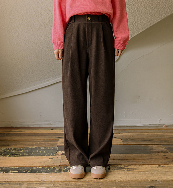 4DA31886HR_Thin Corduroy Banding Wide Pants
