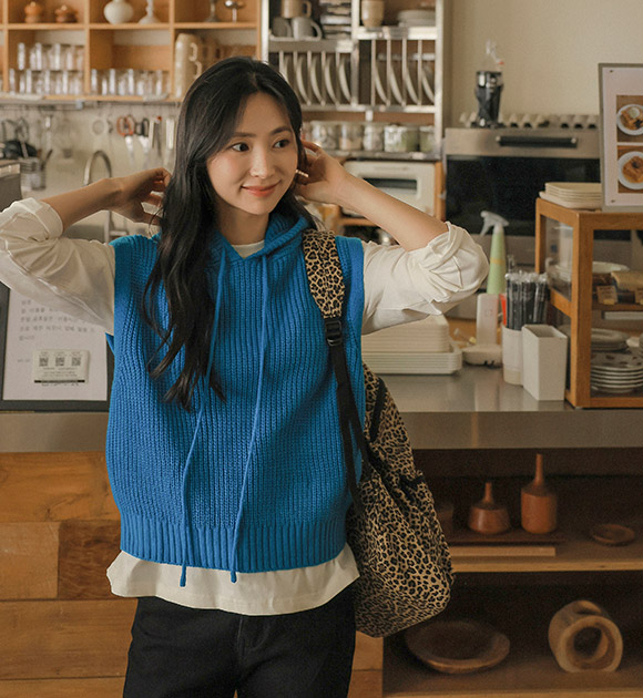 5DA31906JJ_Casual Look Knit Hooded Vest