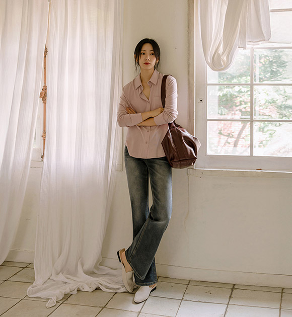 4DD00332HN_Large Simple Leather Shoulder Bag