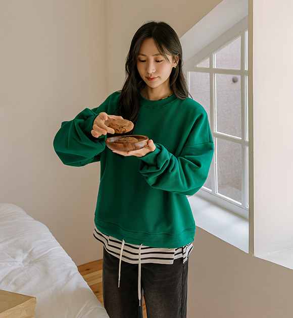 6DA31920HR_Senti Hem String Loose-fit Sweatshirt