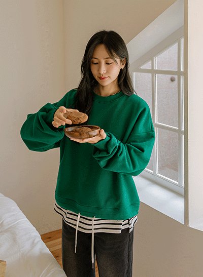 6DA31920HR_Senti Hem String Loose-fit Sweatshirt