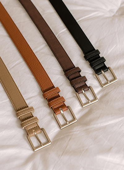 6DD00342HR_Noir Double Strap Square Buckle Belt