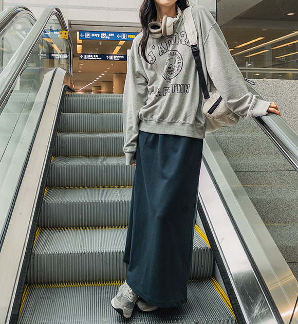 4DA31922JJ_Simple Basic Terry Long Skirt