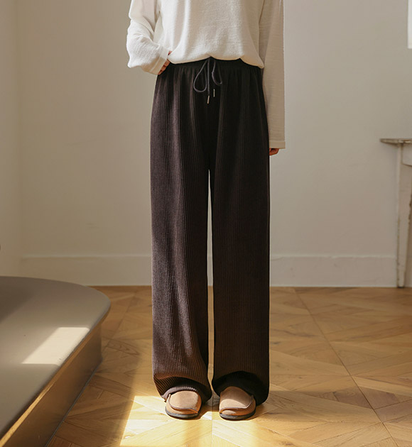 5DA31962HN_Chunky Ribbed Wide Banding Pants