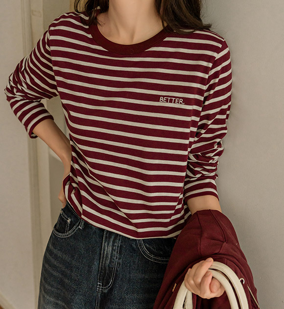 5OA0901JJ_[JUST BETTER] Days Stripe Long-sleeved T-shirt