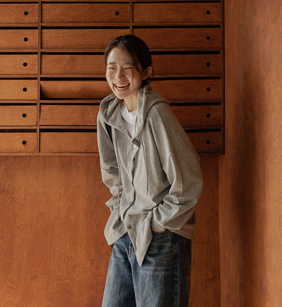 5DA31978NN_Easygoing Sweatshirt Hooded Cardigan