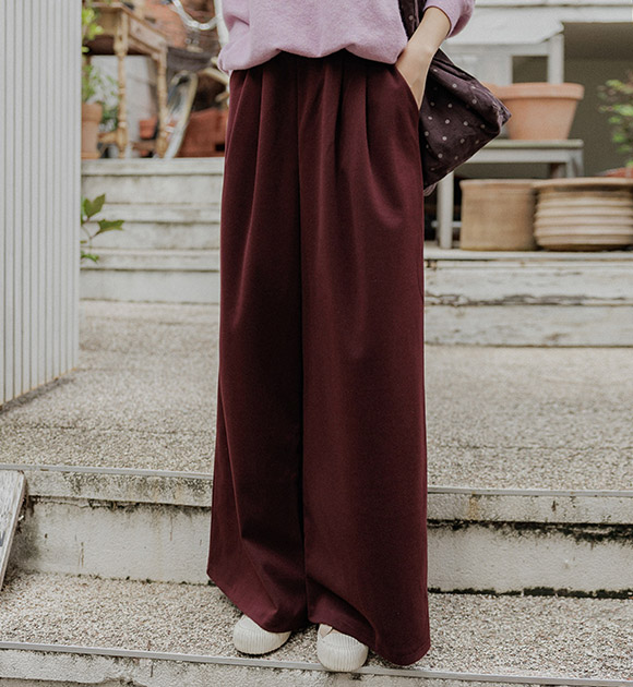 5DA31981HR_Soft Wool Wide Banding Slacks