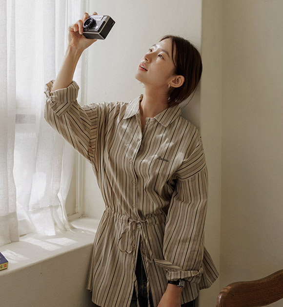 5OA0900JJ_[JUST BETTER] Hope Stripe String Shirt