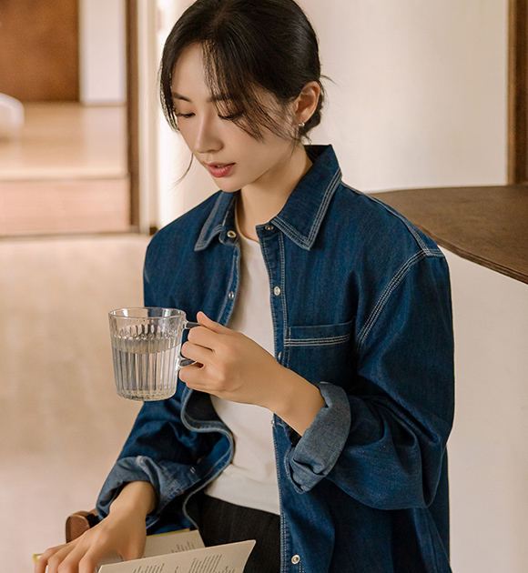 5DA31992HR_Poiden Snap Button Denim Shirt