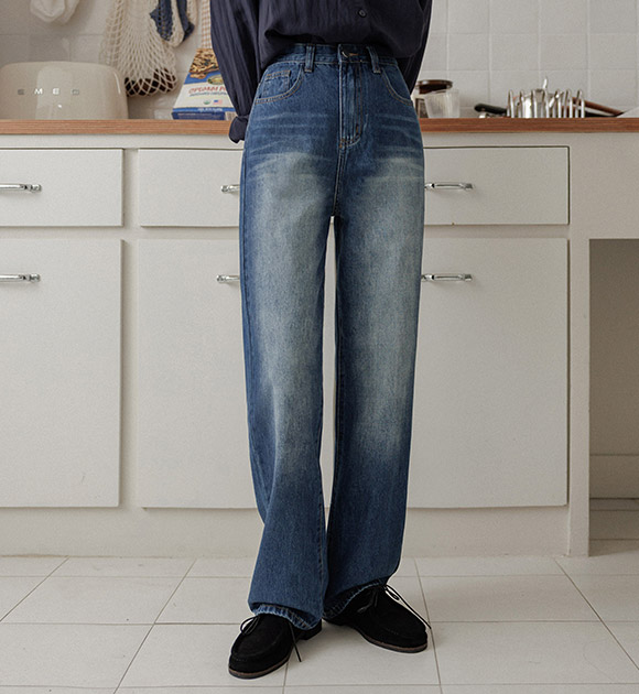 6DA32011NN_Leo Vintage Washing Wide Jeans (Short/Long)