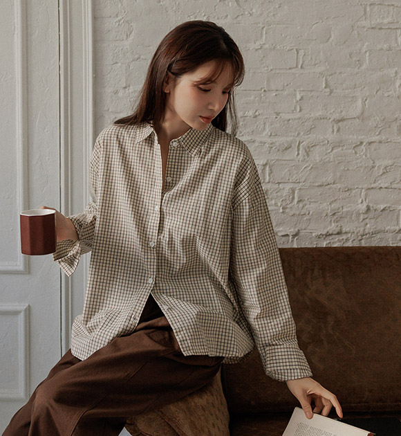 6DA32021JJ_Kevin Loose-fit Checkered Shirt