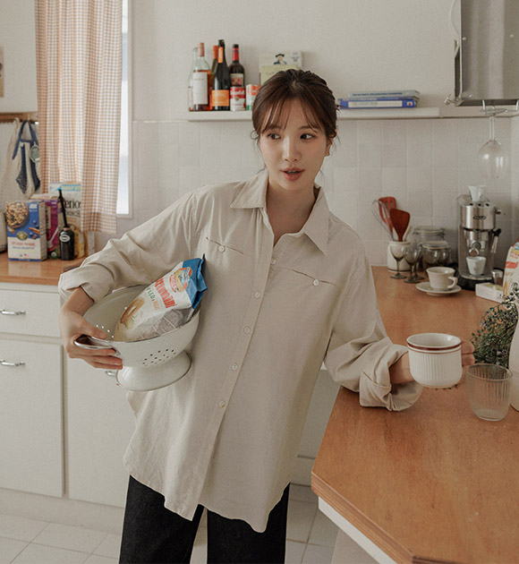 6DA32005HN_Luces Button Pocket Corduroy Shirt