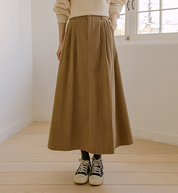 6DA32033HR_Berry Back Banding Corduroy Skirt