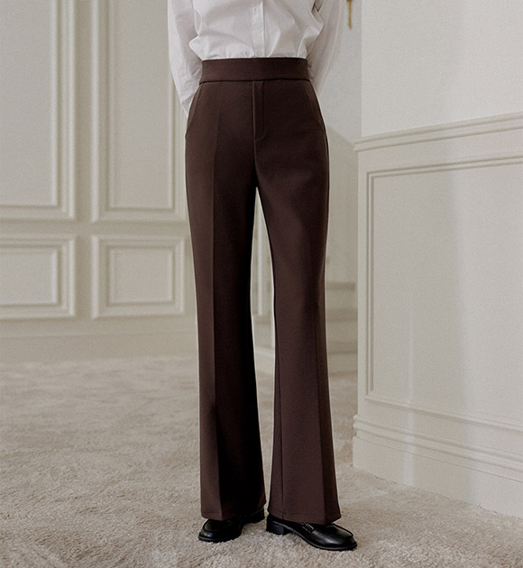 6DA32019JJ_Line-sculpting Stretchy Spandex Bootcut Slacks(Short/Long)