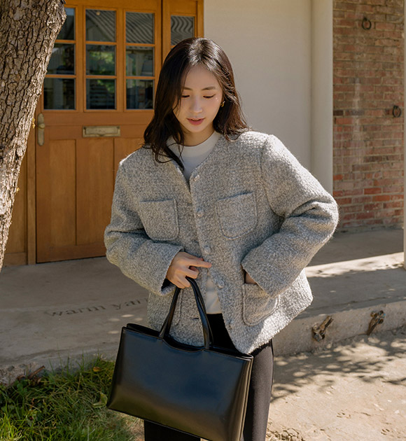 6OA0796JJ_[JUST BETTER] Mare Front Pocket Boucle Short Coat