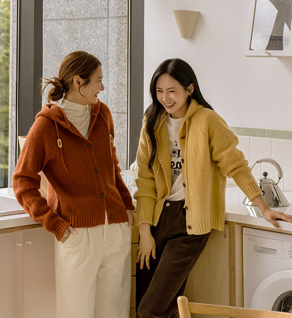 6DA32040NN_Honeyme Leather Strap Hooded Cardigan