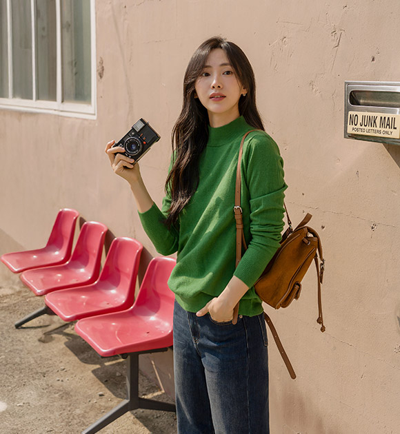 5DA32049HN_Eight-Color Basic Half Neck Knitwear