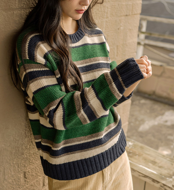 5DA32048CW_Refreshing Striped Key Point Knitwear