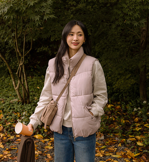 5DA32058NN_Cord String High-Neck Padded Vest